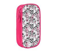 JRBWTDBW Trousse à crayons motif tête de mort florale pour étudiants, filles, garçons, grande capacité pour adultes, trousse à crayons multifonctionnelle simple et durable, rose, Taille unique, Bagage
