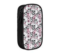 JRBWTDBW Trousse à crayons motif tête de mort florale pour étudiants, filles, garçons, grande capacité pour adultes, trousse à crayons multifonctionnelle simple et durable, Noir , Taille unique,