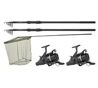 JRC Defender Two Rod Combo Comprend 2 Cannes à Carpe JRC de Haute qualité, 2 moulinets Mitchell 6500, Un Filet à spécimens et Une poignée à Filet en Deux Parties
