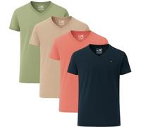 JRC Just Royal Clothing Lot de 3, 4 t-shirts à manches courtes/longues et col en V pour homme, hauts confortables pour la gym, la course, l'entraînement et les sorties décontractées, brun roux, M