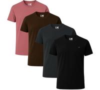 JRC Just Royal Clothing Lot de 4 t-shirts à col rond et manches courtes pour homme, Noir, charbon de bois, marron cacao, mouve, L