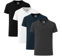 JRC Just Royal Clothing Lot de 4 t-shirts décontractés à manches courtes et col en V pour homme, Blanc, noir, milieu de nuit, anthracite, XXL