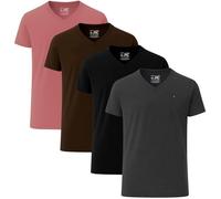JRC Lot de 3 t-shirts décontractés à manches longues et col en V pour homme, Noir, charbon de bois, marron cacao, mouve, XL