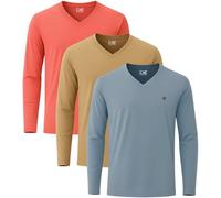 JRC Lot de 4 T-shirts à col en V pour homme - Col en V confortable pour la gym, la course, l'entraînement et les sorties de loisirs, Peau de mouton, Ambre de pêche, bleu pierre, M