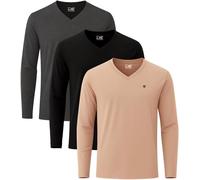 JRC Lot de 4 T-shirts à col en V pour homme - Col en V confortable pour la gym, la course, l'entraînement et les sorties de loisirs, Noir, anthracite, rugby tan, L