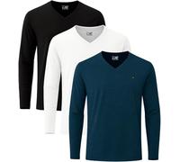 JRC Lot de 4 T-shirts à col en V pour homme - Col en V confortable pour la gym, la course, l'entraînement et les sorties de loisirs, minuit, blanc, noir, XXXL