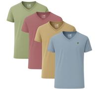 JRC Lot de 4 t-shirts à col en V pour homme, court/manches longues, confortables à col en V, pour la gym, la course, l'entraînement et les excursions de loisirs, Mouve, bleu pierre, sauge, XXL