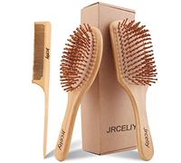 jrceliy Phantom Cables 22DS32 Lot de 4 brosses à cheveux en bambou pour tous types de cheveux, femmes et hommes, respectueuses de l'environnement