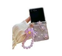 JRCYVTA Coque de protection pour Samsung Galaxy Z Flip 7 - Motif floral 3D - Avec chaîne - Violet