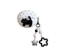 JRCYVTA Coque pour écouteurs Huawei Freeclip - Motif chat noir à pois - Sans fil - Pour femmes et filles
