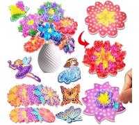 JRD&BS WINL Kit d'art en tissu de princesse pour enfants de 3, 4, 5, 6, 7, 8 ans - Artisanat et bricolage - Couture sans taches - Cadeaux créatifs pour enfant (fleur)