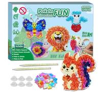 JRD&BS WINL Kit d'art Poke-in pour enfants à partir de 4 à 8 ans - Jeu de bricolage créatif - Pas de désordre - Cadeau pour garçons et filles - Jouet éducatif de 3 à 12 ans (animaux terrestres)