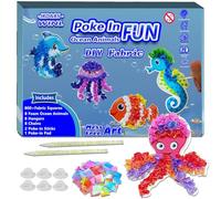 JRD&BS WINL Kit d'art Poke-in pour enfants à partir de 4 à 8 ans - Jeu de bricolage créatif - Pas de désordre - Cadeau pour garçons et filles de 3 à 12 ans (animaux marins)