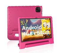 JREN Tablette pour enfants de 10" avec WiFi, écran IPS HD 10.1, vitesse du processeur jusqu'à 1,8 GHz, RAM 4 Go et 64 Go de stockage, tablette pour tout-petits avec étui de protection, couleur rose
