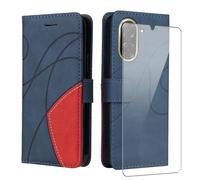 jrester Coque pour Xiaomi Redmi A5 4G EU Version（Pas pour 5G/4G Global Version） avec 1 Pièces Protection Écran en Verre Trempé, Couleur Combinaison PU Cuir Flip Portefeuille Housse Étui - Bleu