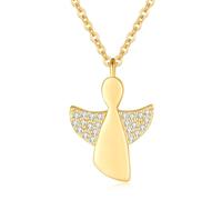 Jrêveinfini Ange Gardien Collier Fille Or Argent 925, Personnalisé Porte Bonheur Collier Pendentif, Cadeau Anniversaire Maman Bapteme Communion