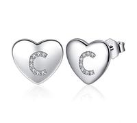 Jrêveinfini Boucles d'oreilles Femme Enfant Fille Argent Sterling 925, Boucles d'oreilles Lettre Initial, Bijoux Boucles d'oreilles Coeur Enfant Fille Cadeau Fille Femme Anniversaire Maman Soeur Amie