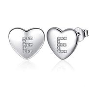 Jrêveinfini Boucles d'oreilles Femme Enfant Fille Argent Sterling 925, Boucles d'oreilles Lettre Initial, Bijoux Boucles d'oreilles Coeur Enfant Fille Cadeau Fille Femme Anniversaire Maman Soeur Amie