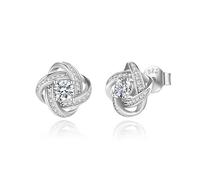 Jrêveinfini Boucles d'oreilles Trèfle Porte-Bonheur et Nœud d'Amour Femmes Argent 925, Boucles d'oreilles Femme Argent Fille, Bijoux Cadeau Fete Des Meres Anniversaire Femme Maman Soeur