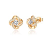 Jrêveinfini Boucles d'oreilles Trèfle Porte-Bonheur et Nœud d'Amour Femmes Argent 925, Boucles d'oreilles Femme Or Argent Fille, Bijoux Cadeau Fete Des Meres Anniversaire Femme Maman Soeur