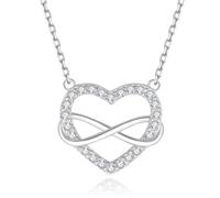 Jrêveinfini Collier Coeur Personnalisé en Argent 925 - Pendentif Femme, Maman, Mère, Fille - Bijoux Amitié - Cadeau Fête Des Mères, Anniversaire