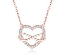 Jrêveinfini Infini Coeur Collier Or Rose Argent 925, Personnalisé Collier Pendentif Maman Mere Fille, Collier Coeur Amitié, Bijoux Cadeau Fête des Mères Anniversaire