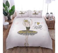 JRfurniture Housse De Couette - Parure De Lit Double 240X220Cm Et Taies d'oreiller 50X75Cm Microfibre Parure De Lit King Taille.3D Effet Danseuse