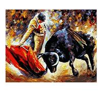 JRGGPO Tableau Matador et Taureau Noir Kit de Peinture Diamant 5D DIY Cadeau Enfant Adulte Diamond Mosaic kit Broderie Point Croix décoration Murale(40x50 Diamant carré)