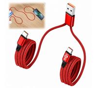 JRILUO Câble Charge Rapide 2 IN 1 USB Vers Double Typ-C, 3 A Nylon 1,2 m, Adaptateur Multi Typ-C iPad Pro Air Android, Splitter Chargeur Double Port USB Vers Typ-C (Rouge)