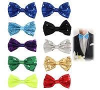 JRILUO Noeud Papillon Paillette Homme, Lot de 10 Nœuds Papillon Sequin Réglables Pré-Noués Multicolores, Accessoires Brillant de Fête pour Mariage Soirée Anniversaire Spectacle Déguisement Costume
