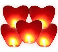 JRing Lanternes Volantes Blanches,Lanternes Chinoises Volantes en Forme de Cœur Rouge (Lot de 5)