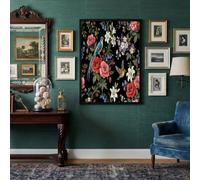 JRISEMECY Affiche Sur Toile Sans Cadre Grand Format, Tableau Decoration Murale Jungle De Fleurs Exotiques, Impression Sur Toile Oiseaux Et Plantes Rétro Noir Pour Décoration Salon Chambre, 30X40Cm