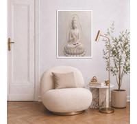 JRISEMECY Grand Tableau Decoration Murale Statue Simple En Feuille D'Or Impression Sur Toile Moderne Murale Affiche Zen Moderne Pour Salon Chambre Bureau, Art Mural Tableau Blanc 50X70Cm Sans Cadre