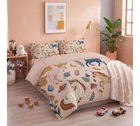 JRISEMECY Housse De Couette 200X200 Animal De Dessin Animé Ciel Étoilé Ensemble De Literie pour Garçons Filles Parure De Lit Rêve Licorne Plante Rose Motif 3 Pièces avec 2 Taies d'oreiller 65X65 Cm