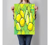 JRISEMECY Impression Sur Toile Citron Pop Art Géométrique Tableau Decoration Murale Sans Cadre Jaune-Vert Peinture Sur Toile Plante Tendance Affiche Murale Moderne Decor Salon Chambre 30X40Cm