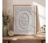 JRISEMECY Impression Sur Toile Élégant Relief Baroque Tableau Decoration Murale Sans Cadre Blanc Peinture Sur Toile Frontière Nordique Affiche Murale Moderne Decor Salon Chambre 50X70Cm