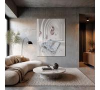 JRISEMECY Impression Sur Toile Espace Tunnel 3D Tableau Decoration Murale Sans Cadre Argent Peinture Sur Toile Géométrie Minimaliste Moderne Affiche Murale Moderne Decor Salon Chambre 70X100Cm