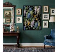 JRISEMECY Impression Sur Toile Forêt D'Hortensias Exotiques Tableau Decoration Murale Sans Cadre Noir Peinture Sur Toile Animaux Et Plantes Rétro Affiche Murale Moderne Decor Salon Chambre 70X100Cm