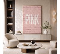 JRISEMECY Impression Sur Toile Lettres De Graffiti De Rue, Affiche Tableau Murale Rose, Texture De Brique Américaine Photo Sur Toile Tableau Decoration Murale Pour Salon Couloir Salle De Bain 50X70Cm