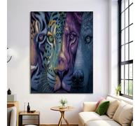 JRISEMECY Poster Tableau Impression Collage Animalier Mur Art Toile Peinture Animaux Tendance Affiches Et Impressions Et Gravures Murales Photos Pour Salon Décor Unframe 80X120Cm, Bleu Foncé
