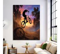 JRISEMECY Poster Tableau Impression Cyclisme Tendance Mur Art Toile Peinture Paysages De Coucher De Soleil Affiches Et Impressions Et Gravures Murales Photos Pour Salon Décor Unframe 70X100Cm, Orange