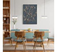 JRISEMECY Sans Cadre Impression Sur Toile Branches De Fleurs Simples Tableau Mural Esthétique Orientale Bleu Foncé Peinture Poster Photo Sur Toile Tableau Decoration Murale Salon Chambre 30X40Cm