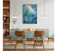 JRISEMECY Tableau Décoratif Mosaïque Ukiyo-E Vagues 80X120Cm - Impression Sur Toile Turquoise - Décoration Murale Sans Cadre Pour Salon Cuisine Chambre - Tableau Peinture Posters Paysage Géométrique