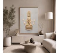 JRISEMECY Tableau Sur Toile Sculpture De Lotus Simple, Décoration Murale Nuage Oriental Gris, Affiche Impression Artistique Moderne 50X70Cm, Sans Cadre, Idéal Pour Décoration Salon Bureau