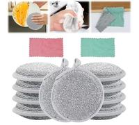 JRJRN 10 Torchons à Vaisselle Réutilisables, Torchon Multifonctionnel Anti-Rayures pour Humides et Secs, Chiffons à Vaisselle en Fil Métallique Polyvalents avec Lingettes pour La Cuisine