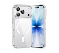 JRLinco Coque for iphone 17, 6.3 inch with 2Pcs Tempered Glass Screen, Built-in Magnetic Case, Shockproof Anti-Scratch Protection Transparent TPU Bumper Case for iphone 17 Coque (iphone_17)