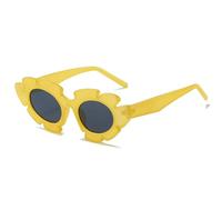 JRLLFD Lunettes de Soleil Oeil de Chat Fleurs Femmes Plage Cadre Vert Décor Rectangle Hommes Nuances Lunettes de Soleil UV400, C15, Taille Unique