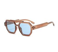 JRLLFD Lunettes de Soleil Rétro Femmes Lunettes de Soleil carrées Polygone Bleu Violet Hommes Nuances UV400, TeaBlue, Taille Unique