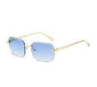 JRLLFD Lunettes de soleil sans monture pour hommes et femmes, rectangulaires, rétro, tendance, pour l'été, UV400 (bleu dégradé)
