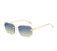 JRLLFD Lunettes de soleil sans monture pour hommes et femmes, rectangulaires, rétro, tendance, pour l'été, UV400 (thé vert)